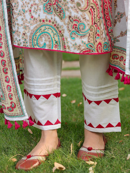 Women Ethnic Printed Regular Pure Cotton Kurta With Trousers & Dupatta