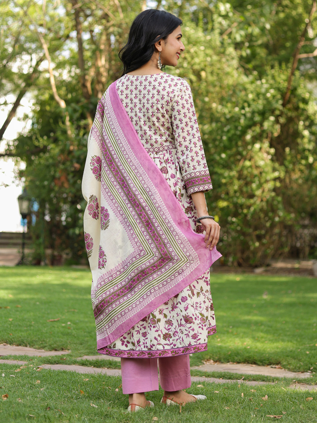 Women Ethnic Motifs Printed Pure Cotton Kurta with Trousers & Dupatta