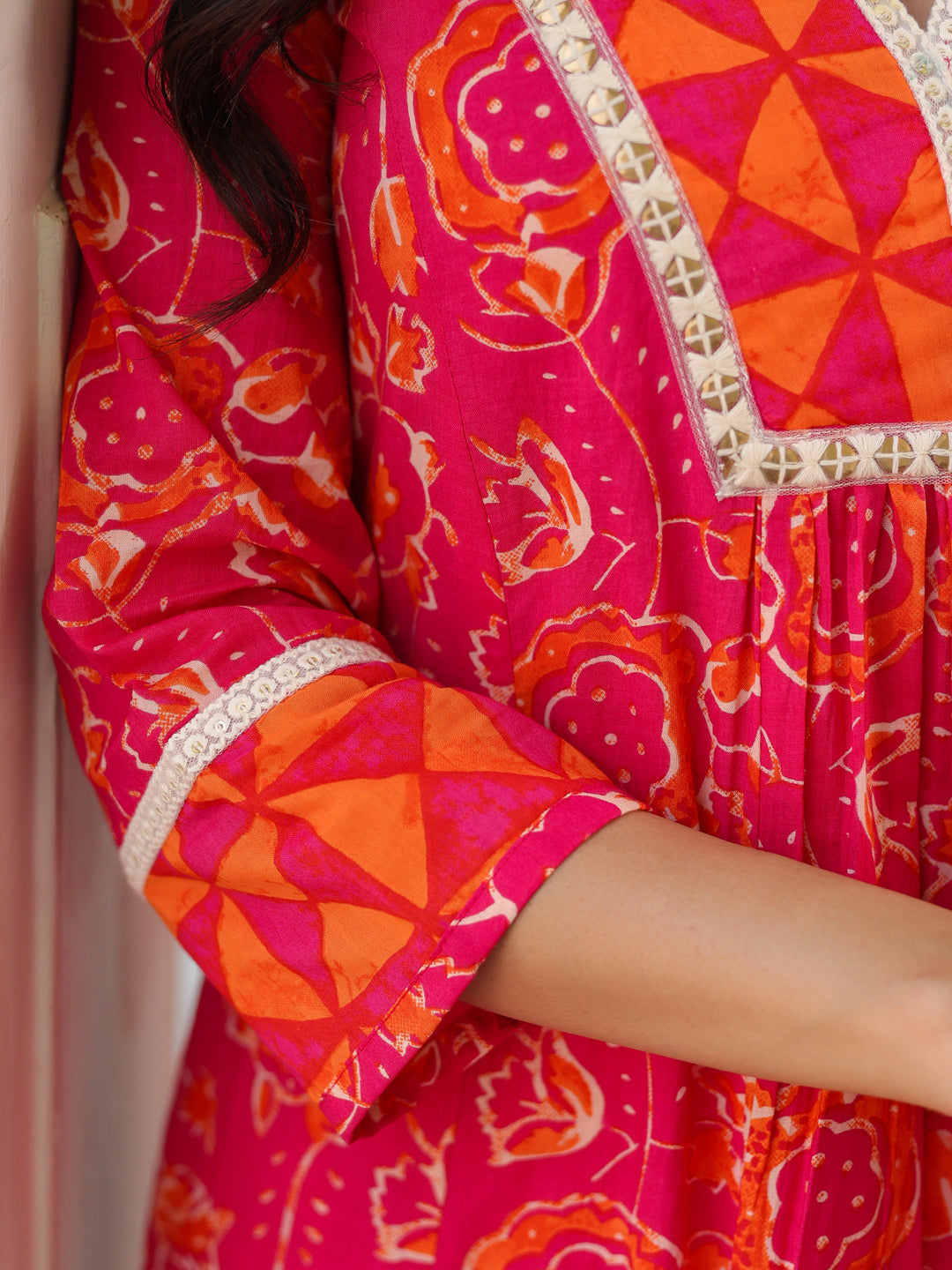 Women Floral Sequinned Pure Cotton Kurta with Trousers & Dupatta