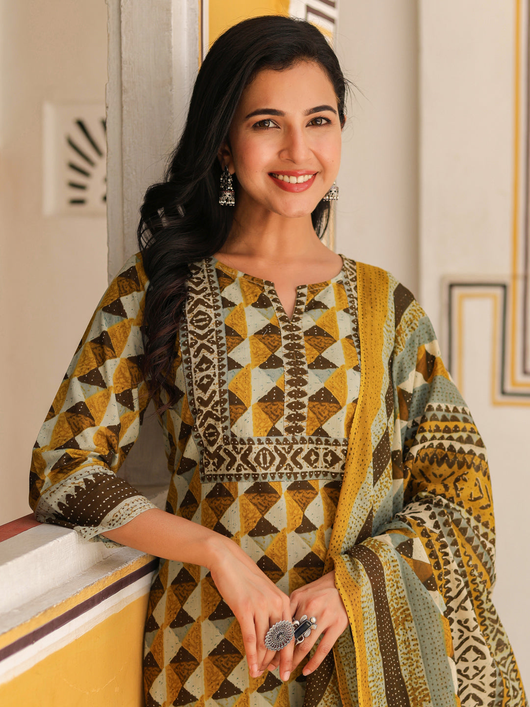 Women Printed Regular Pure Cotton Kurta with Trousers & Dupatta