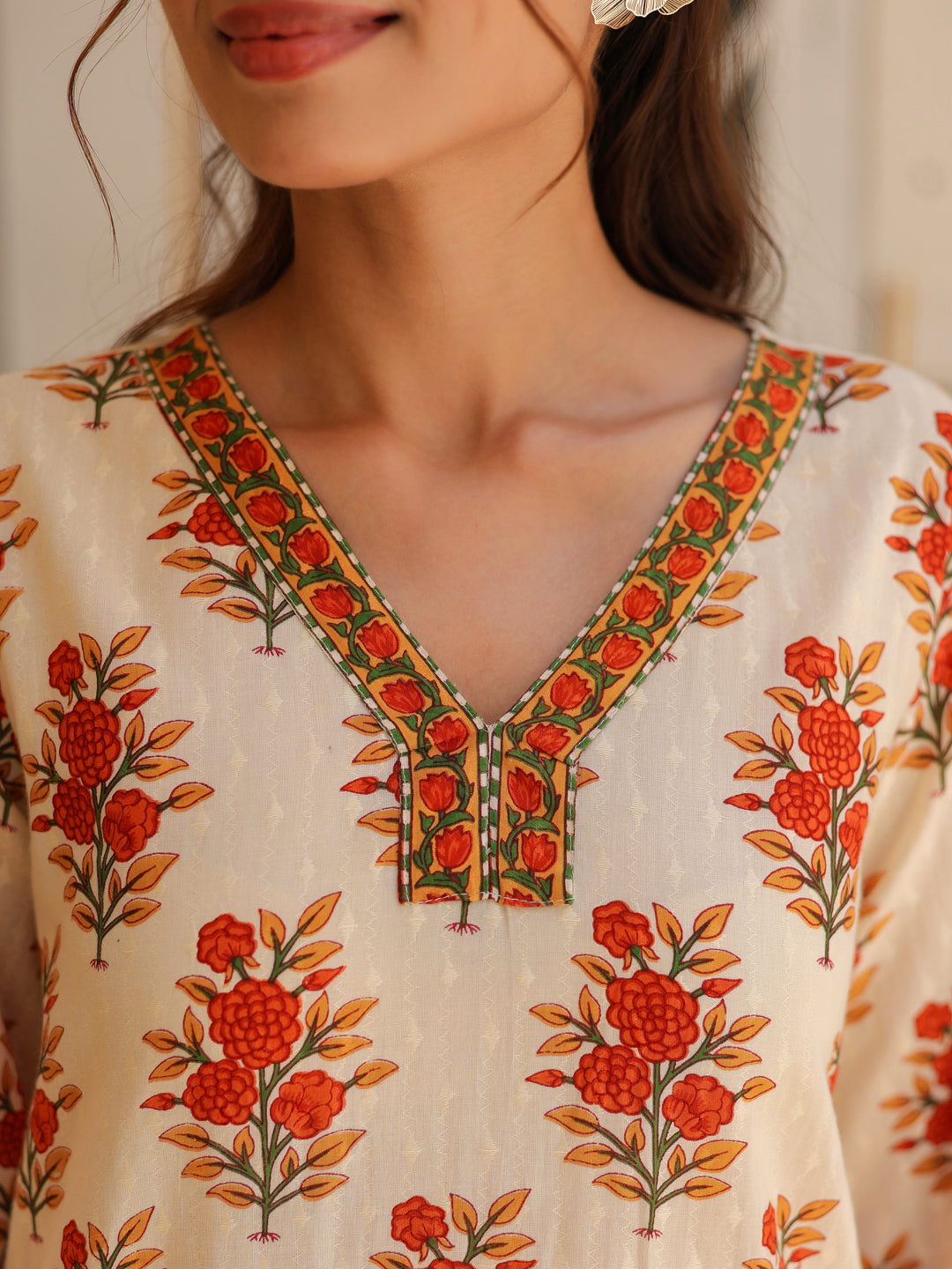 Women Ethnic Motifs Printed Pure Cotton Flared Sleeves A-Line Kurta
