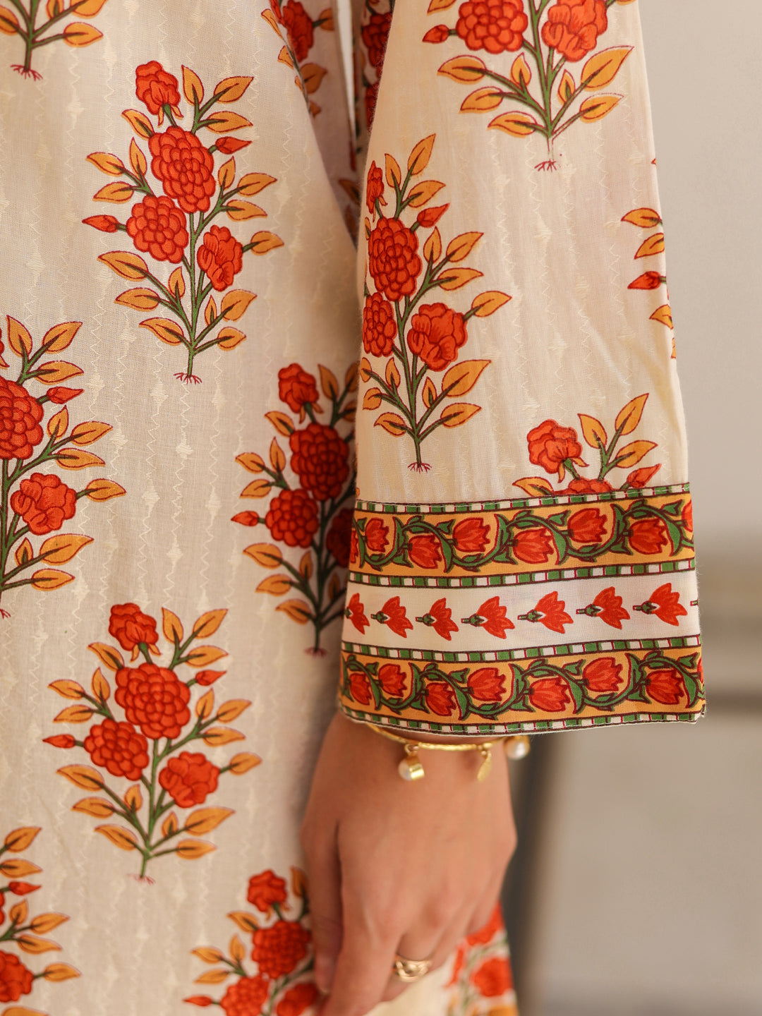 Women Ethnic Motifs Printed Pure Cotton Flared Sleeves A-Line Kurta