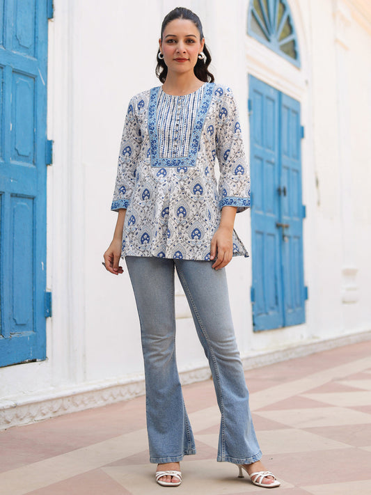 Ethnic Motifs Print Pure Cotton Top
