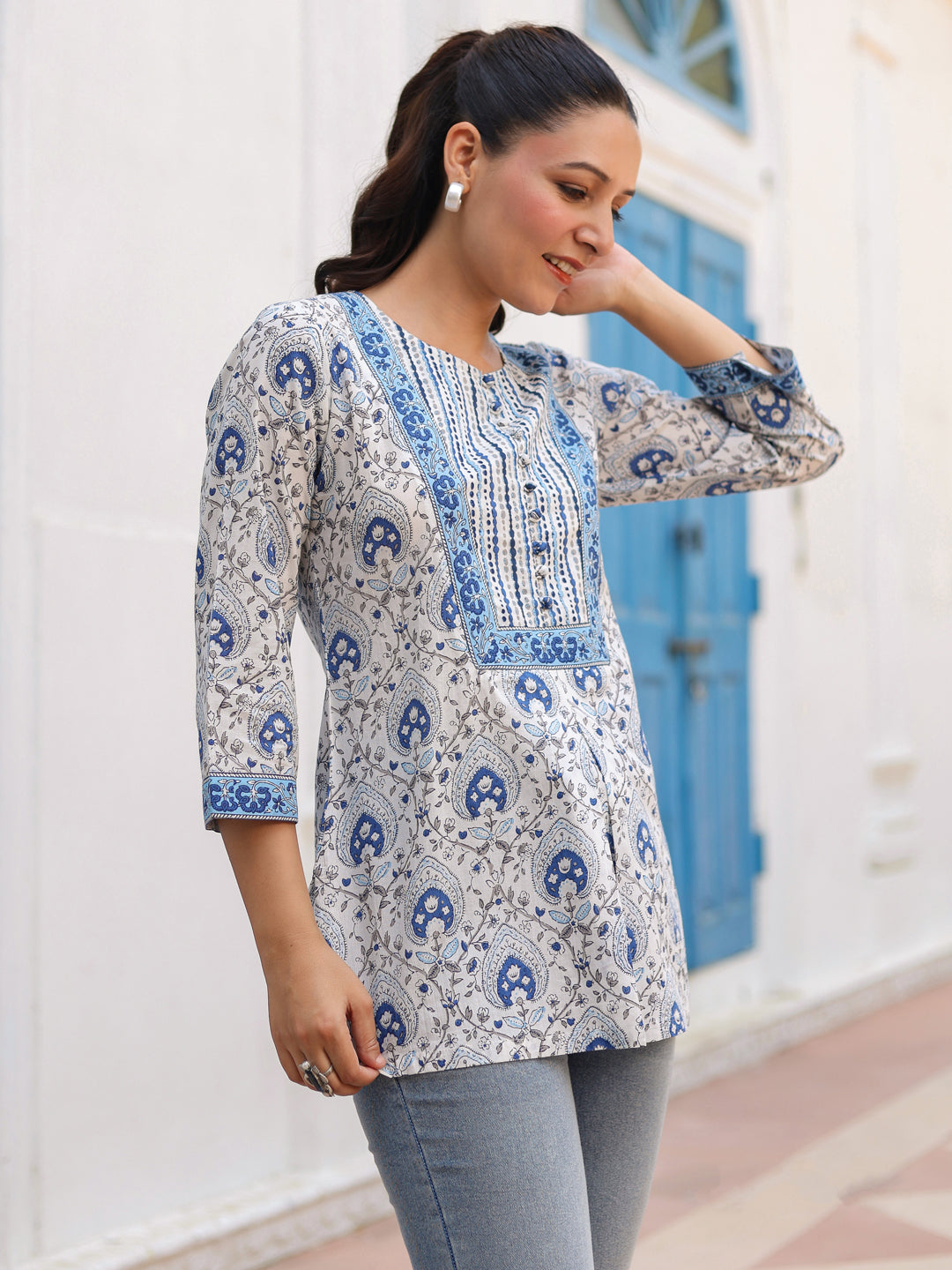 Ethnic Motifs Print Pure Cotton Top