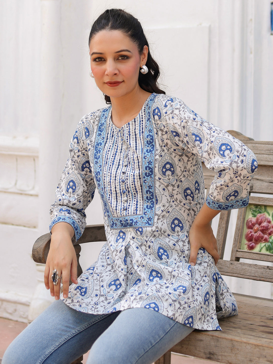 Ethnic Motifs Print Pure Cotton Top