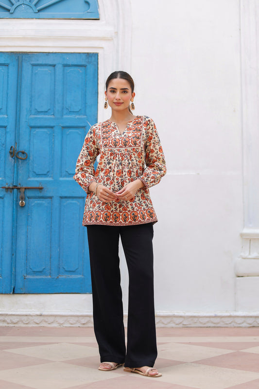 Women Floral Printed Pure Cotton Top