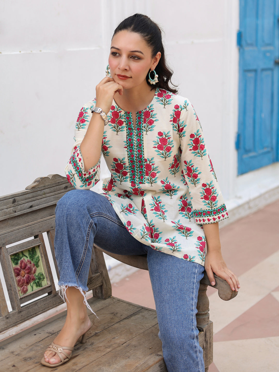 Women Floral Printed Cotton Top