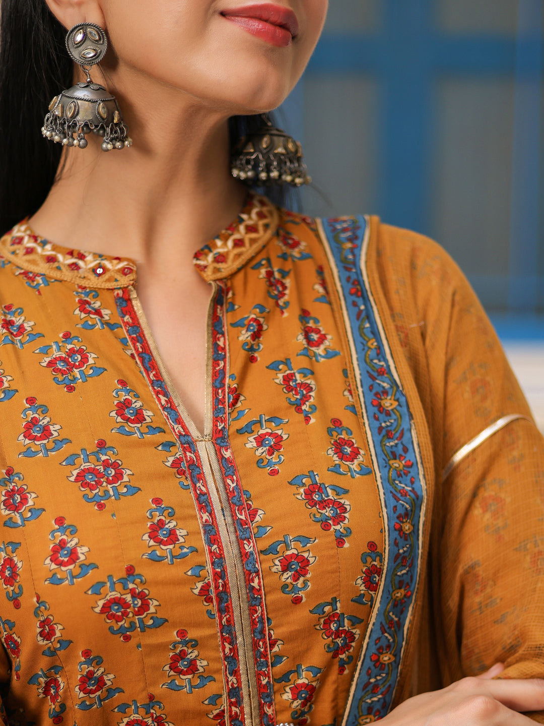 Women Ethnic Motifs Printed Cotton Anarkali Kurta with Trousers & Dupatta