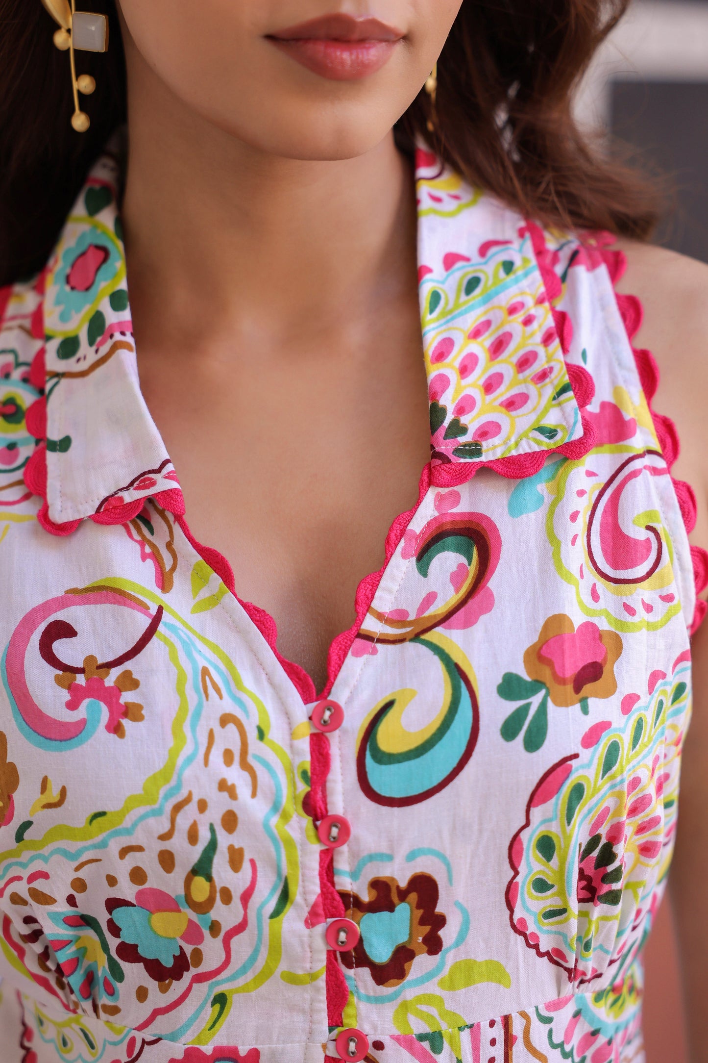 Women Shirt Collar Pure Cotton Peplum Top