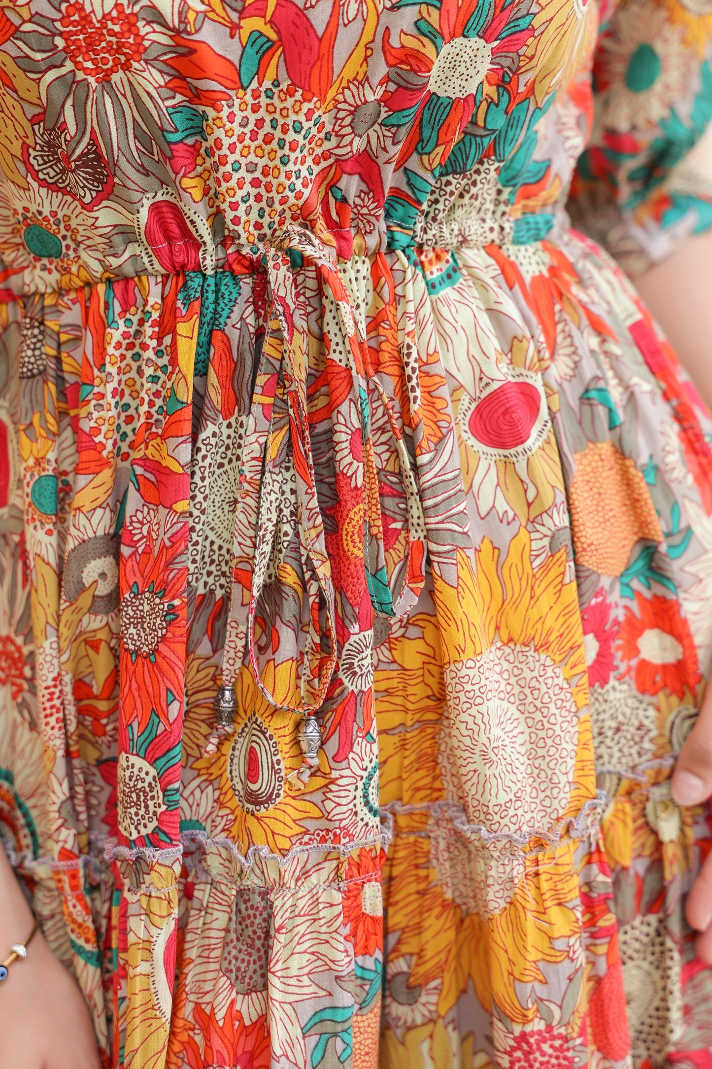 Women Floral Printed V-Neck Pure Cotton Ethnic Dresses