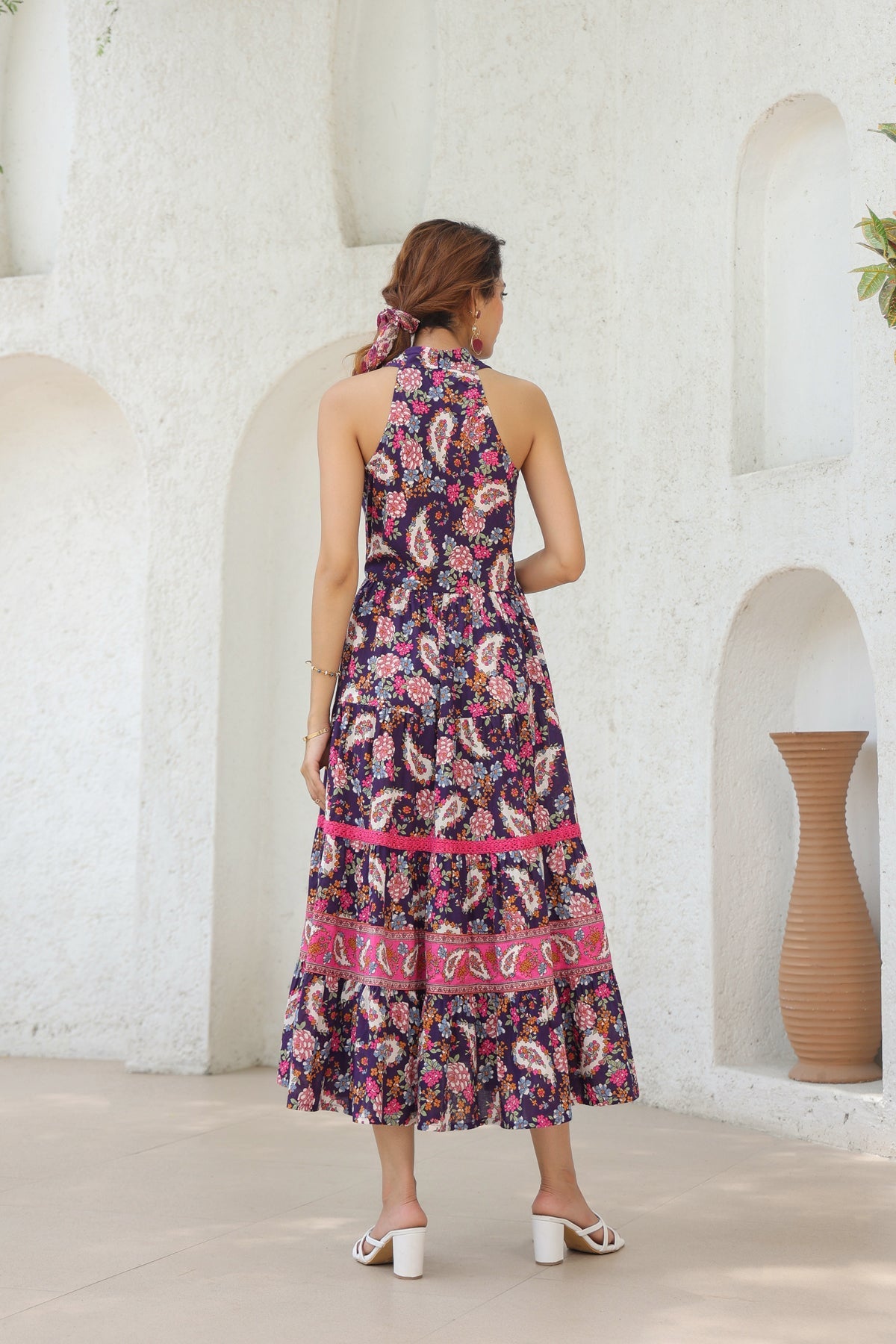 Paisley Printed Pure Cotton Ethnic Midi Dress