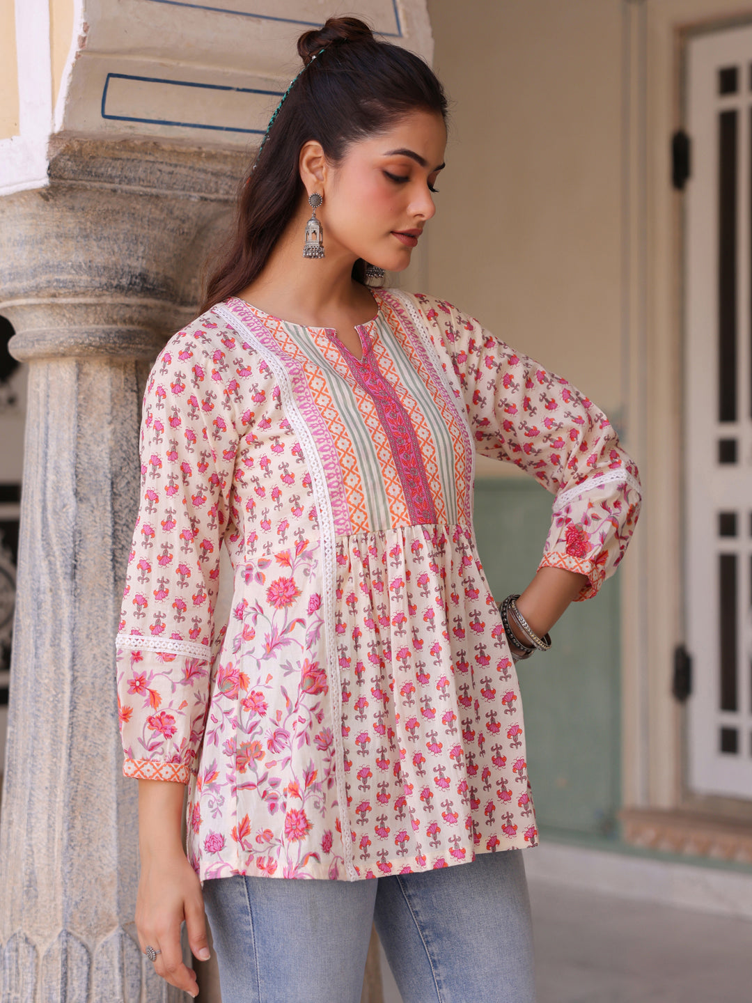 Ethnic Motifs Printed Cotton A-Line Top