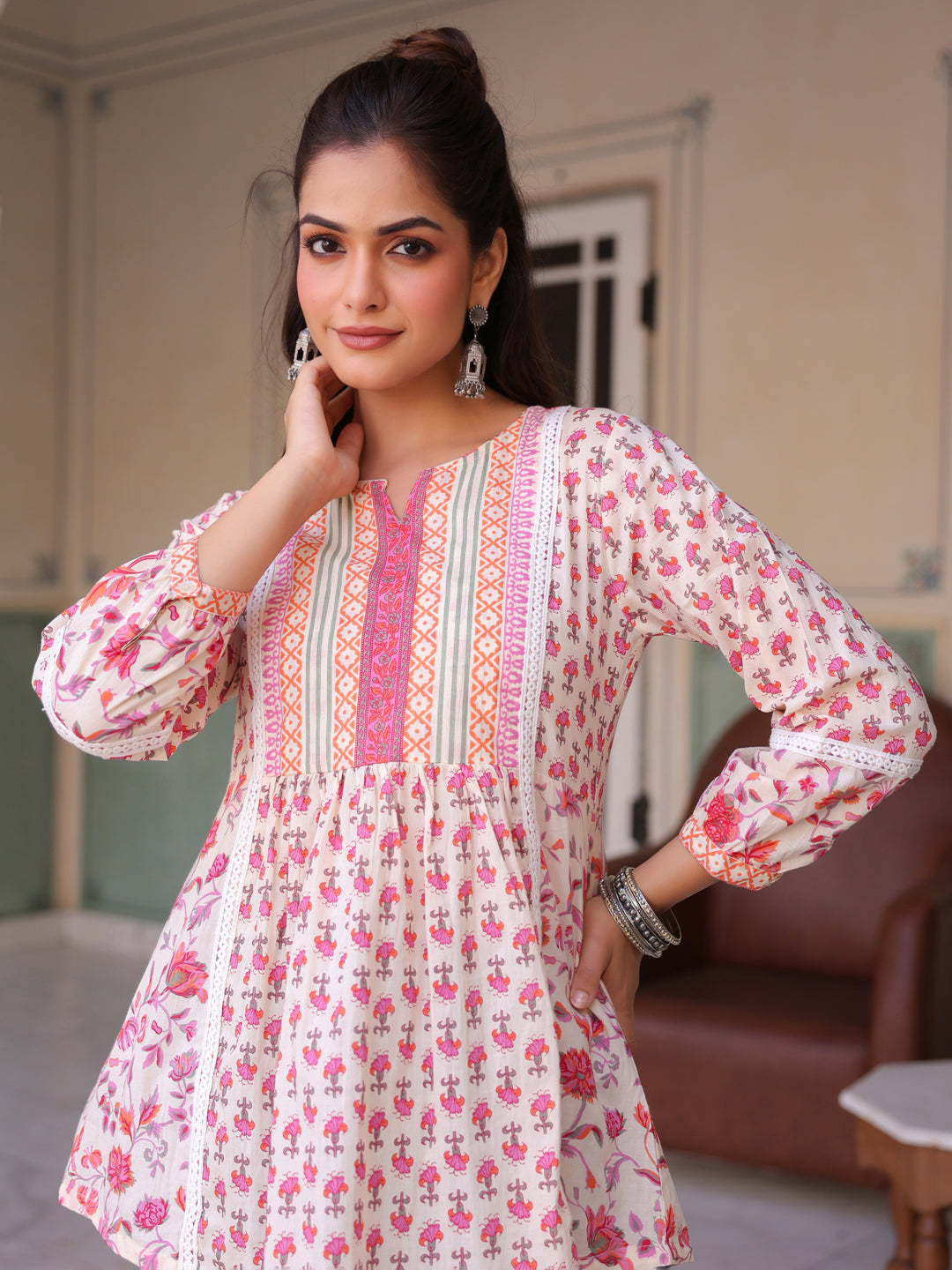 Ethnic Motifs Printed Cotton A-Line Top