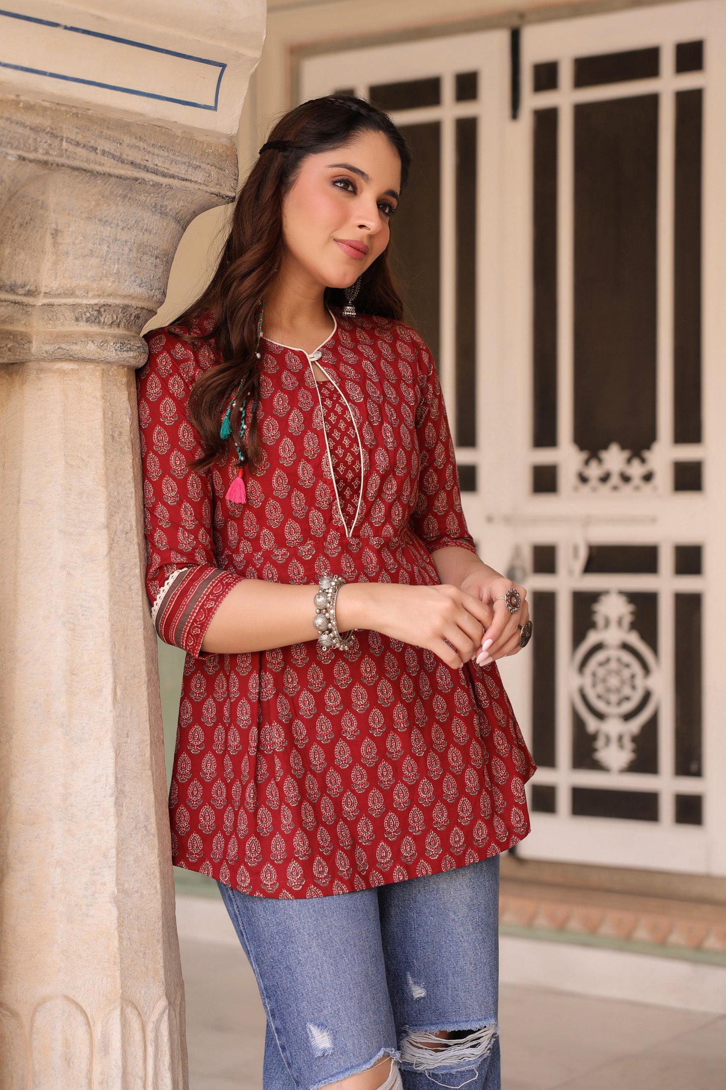 Ethnic Motifs Print Pure Cotton Top