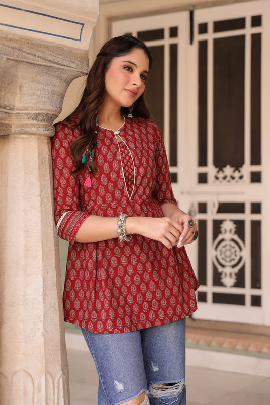 Ethnic Motifs Print Pure Cotton Top