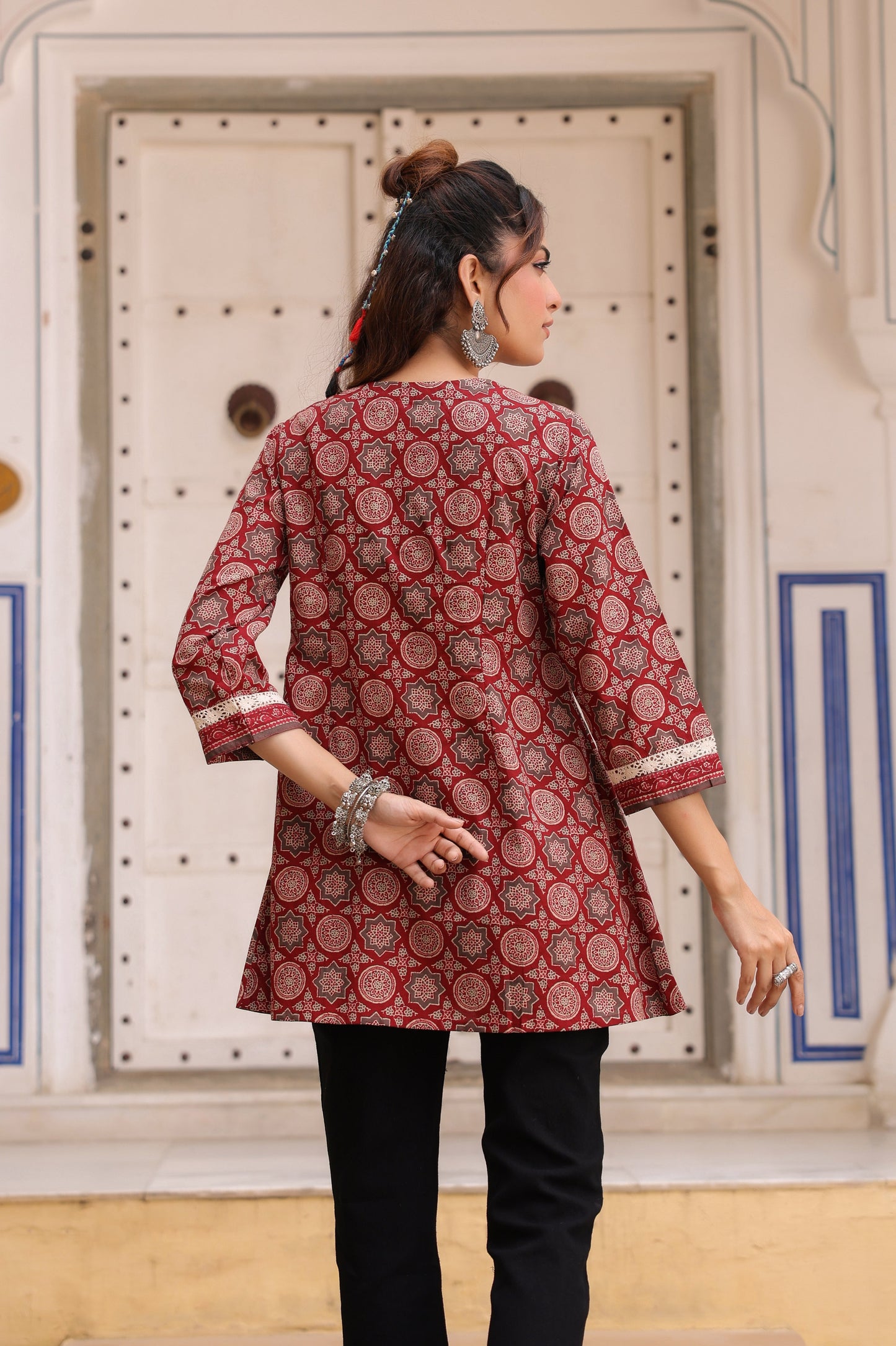 Women Ethnic Motifs Printed Pure Cotton Top