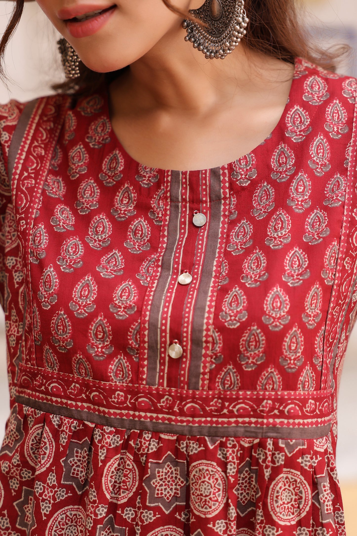 Women Ethnic Motifs Printed Pure Cotton Top