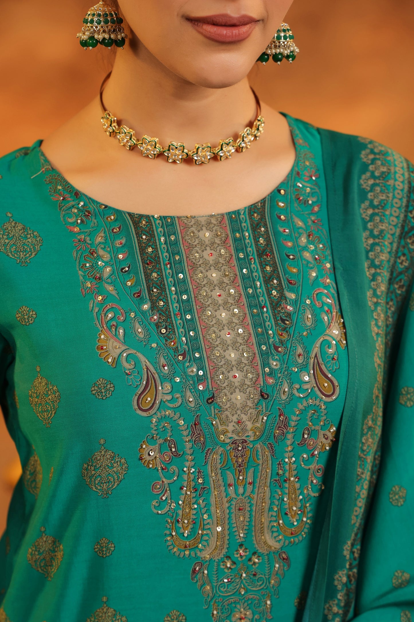 Ethnic Motifs Printed Kurta With Trousers & Dupatta