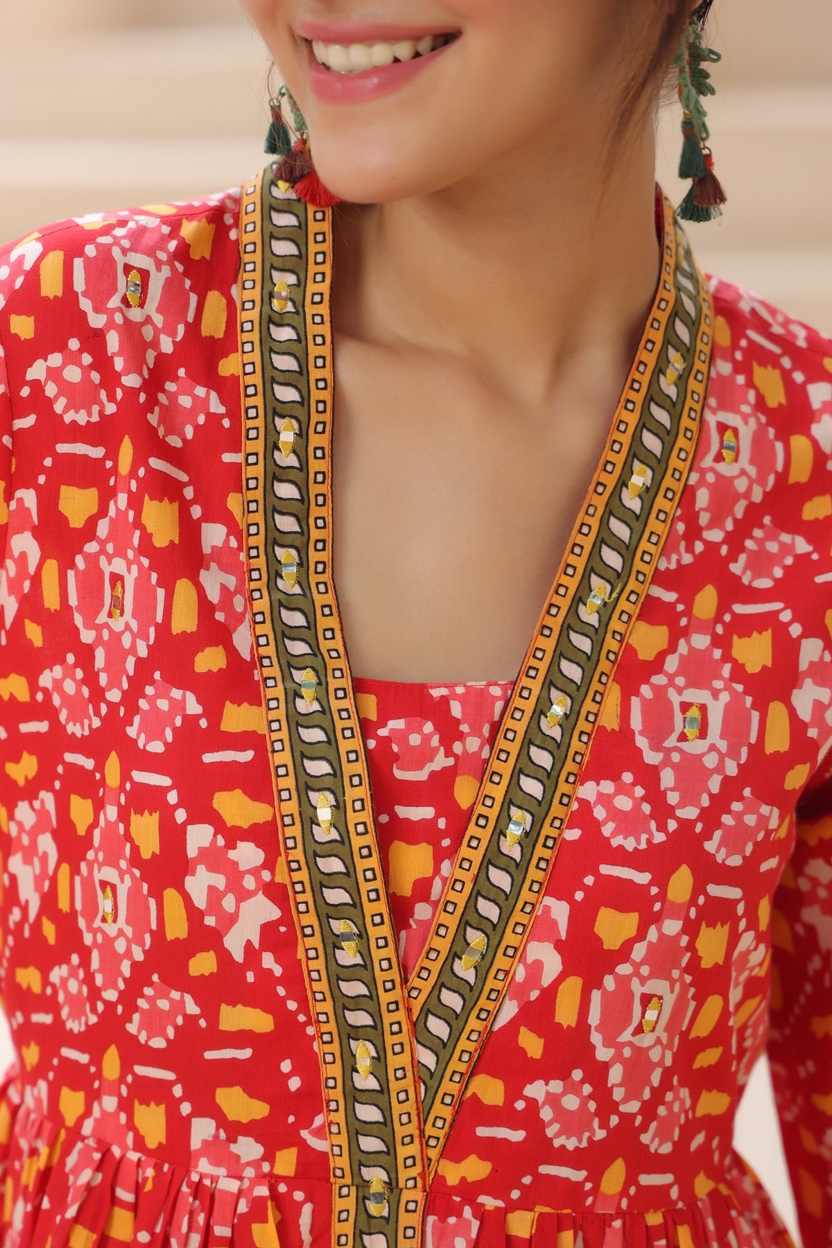 Floral Printed Cotton Empire Longline Top