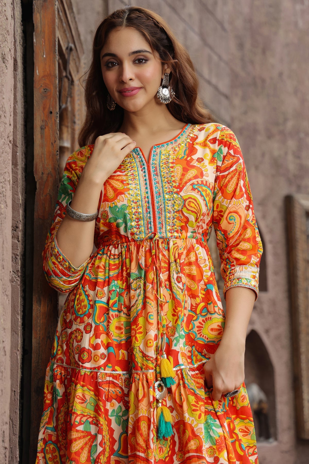 Ethnic Motifs Printed Pure Cotton Anarkali Ethnic Dress