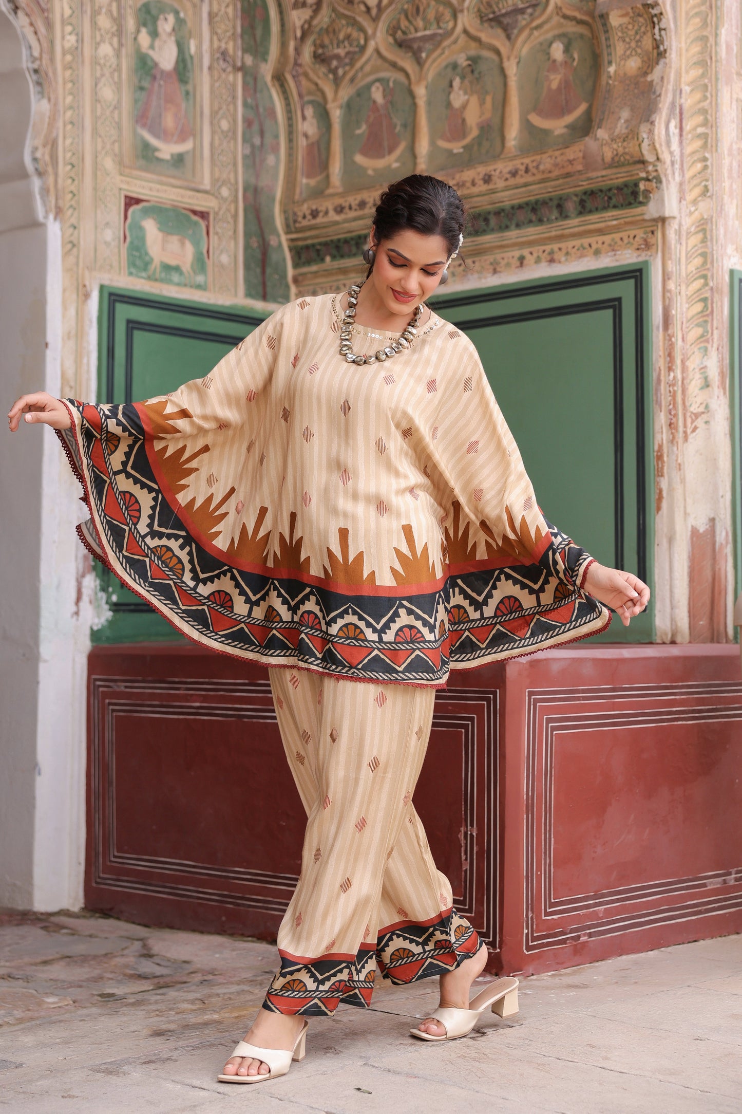 Printed Round Neck Tunic With Trouser