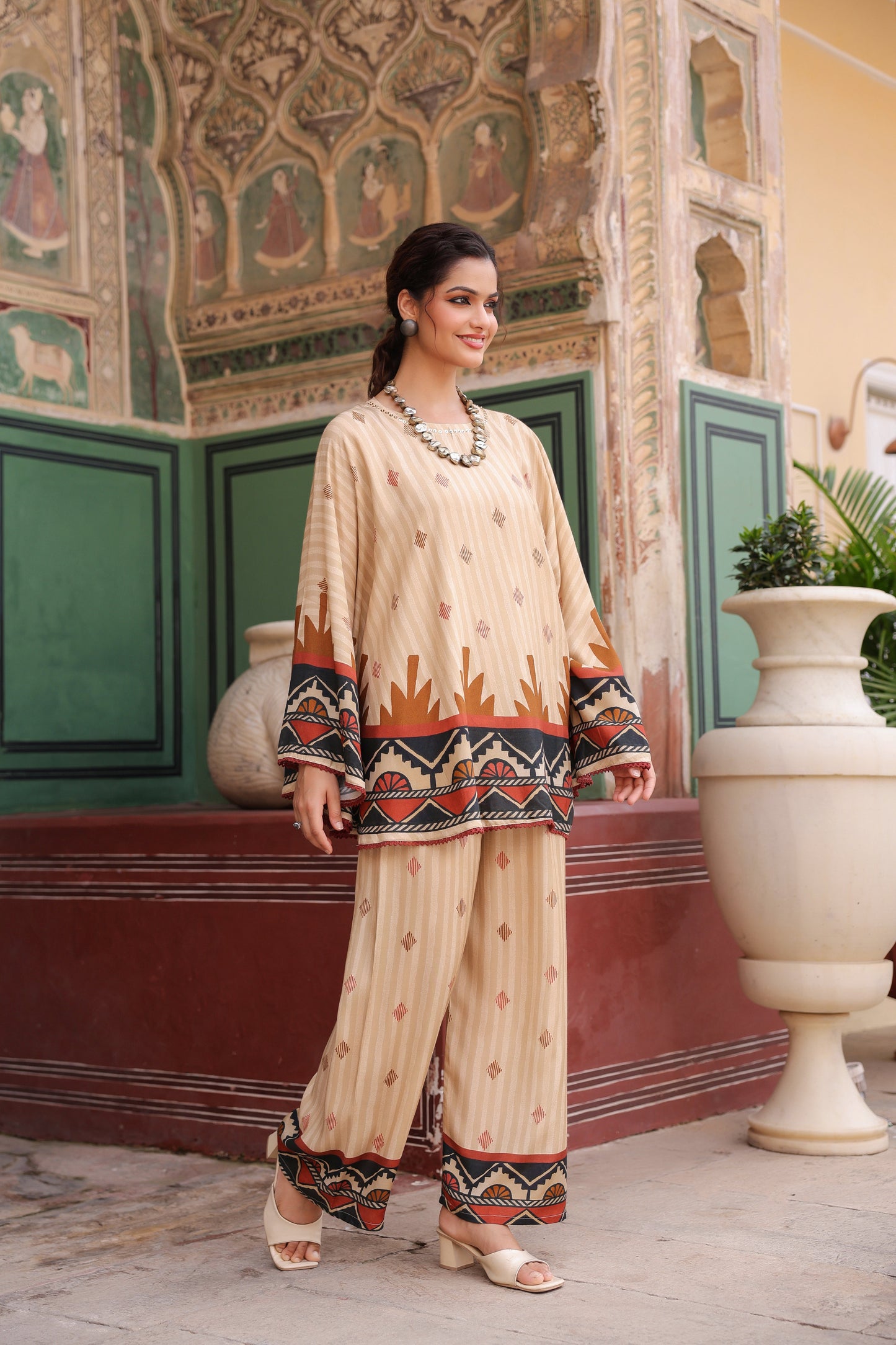 Printed Round Neck Tunic With Trouser