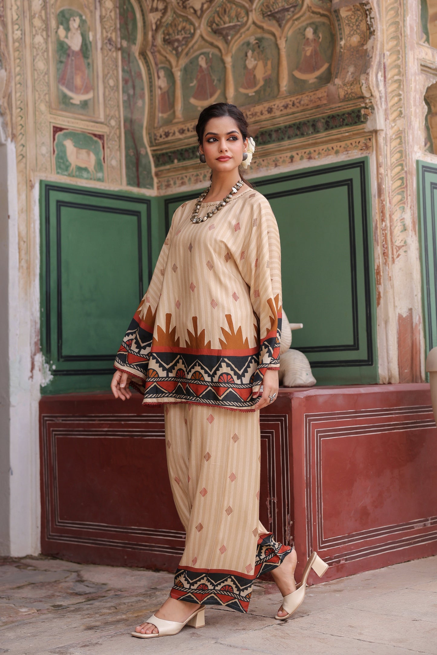 Printed Round Neck Tunic With Trouser