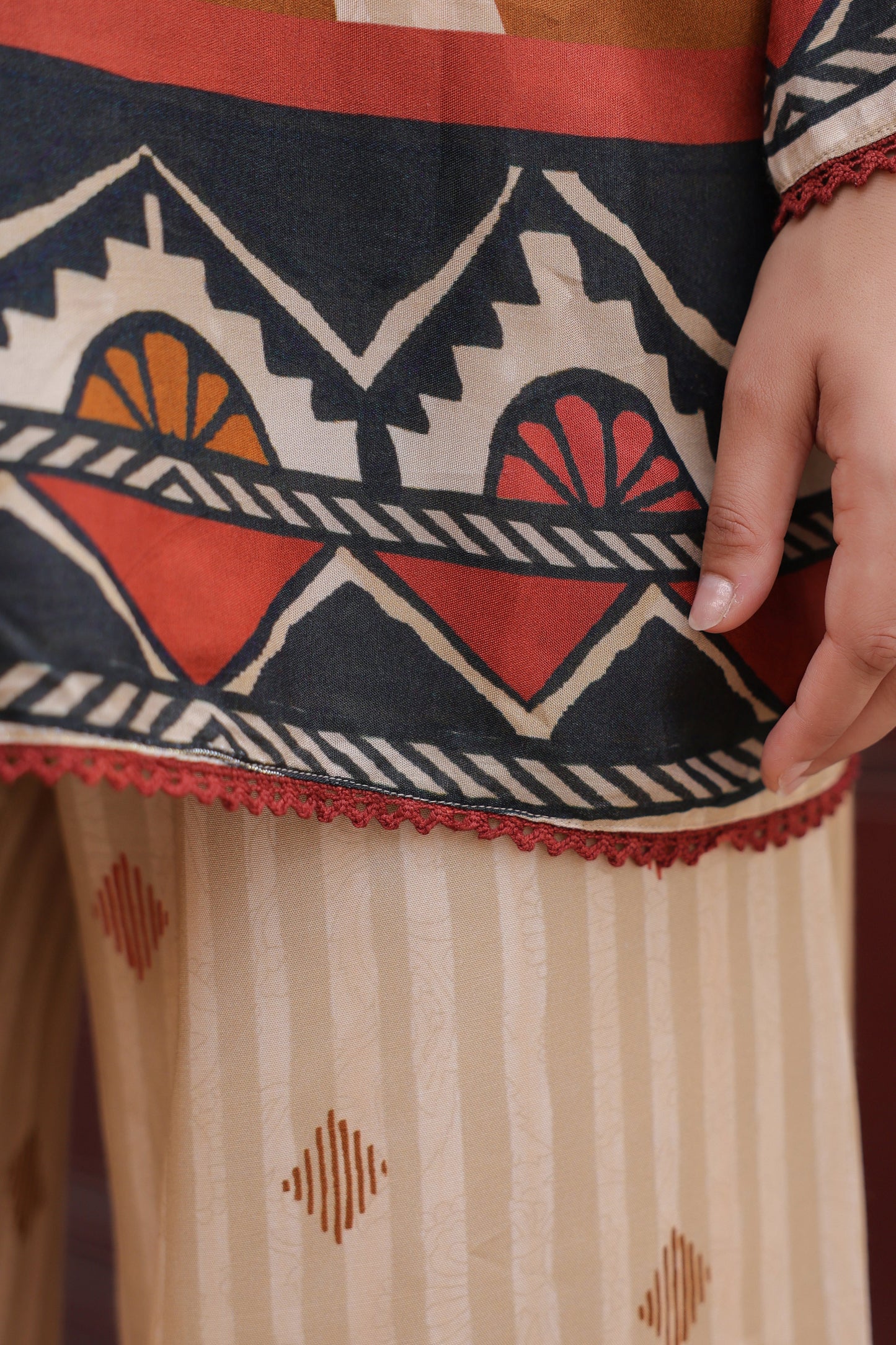 Printed Round Neck Tunic With Trouser