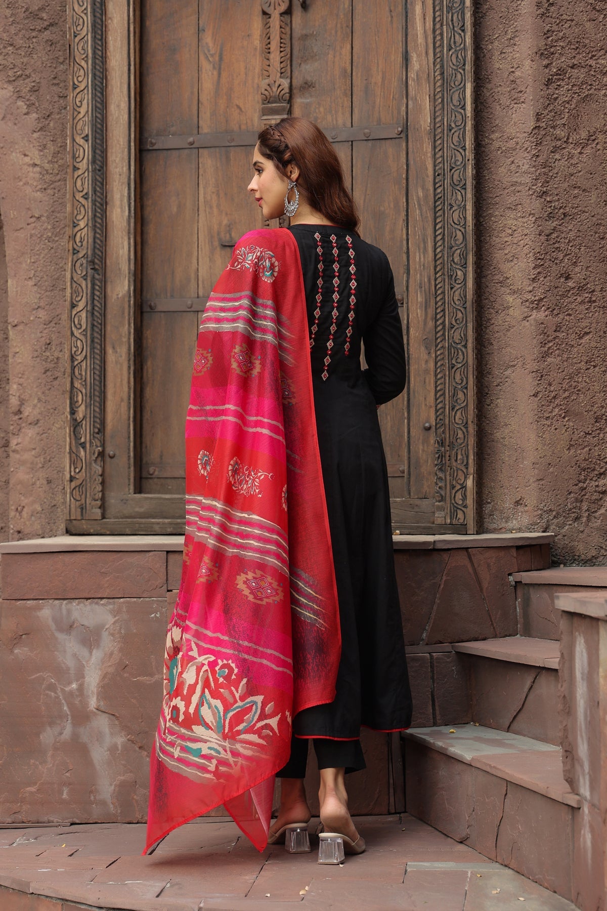 Yoke Design Chanderi Cotton A-Line Kurta with Palazzos & Dupatta