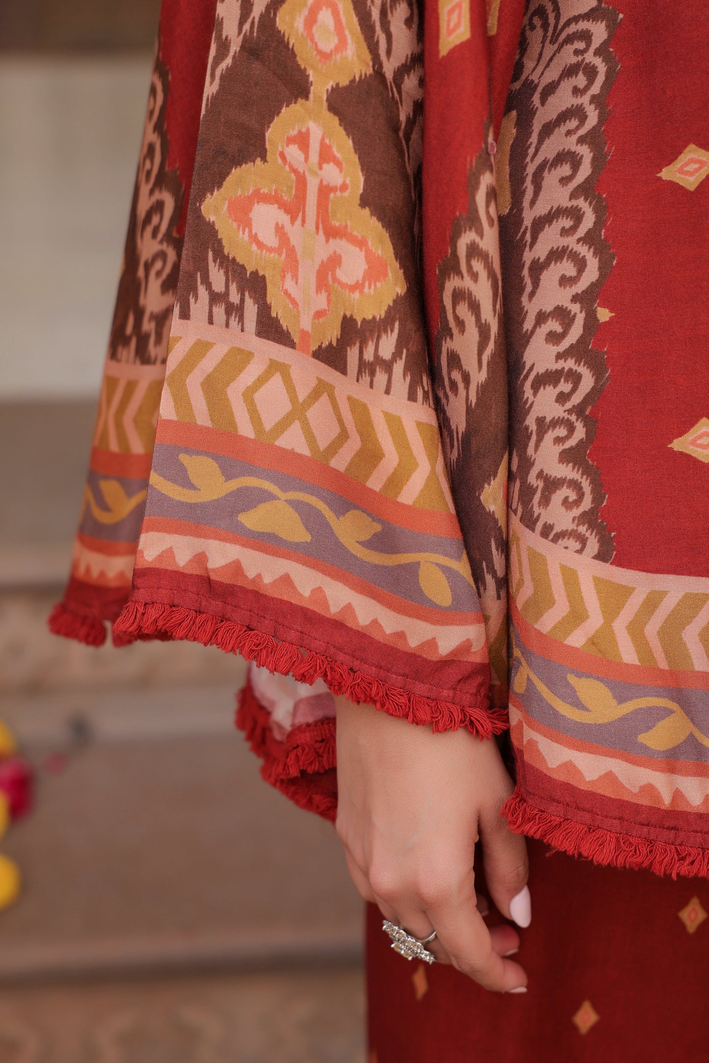 Printed Round Neck Tunic With Trouser Co-Ords