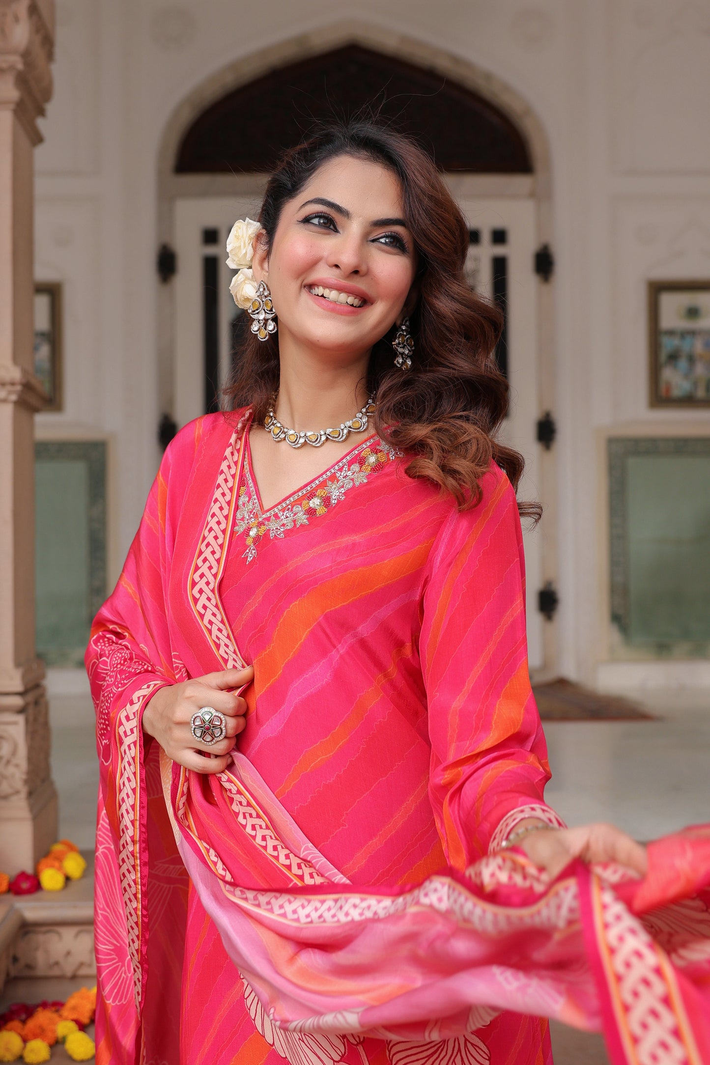 Women Floral Printed Regular Pure Cotton Kurta with Trousers & With Dupatta