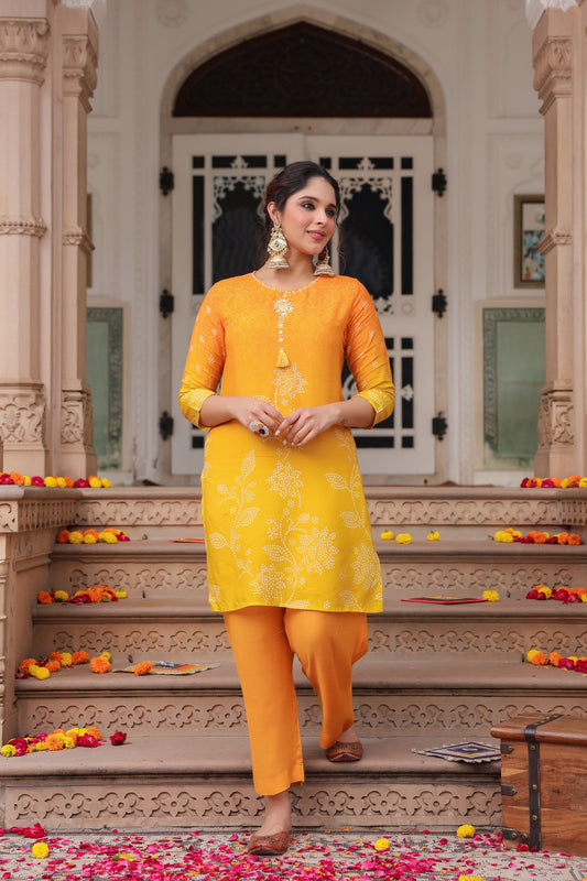 Printed Round Neck Tunic With Trouser