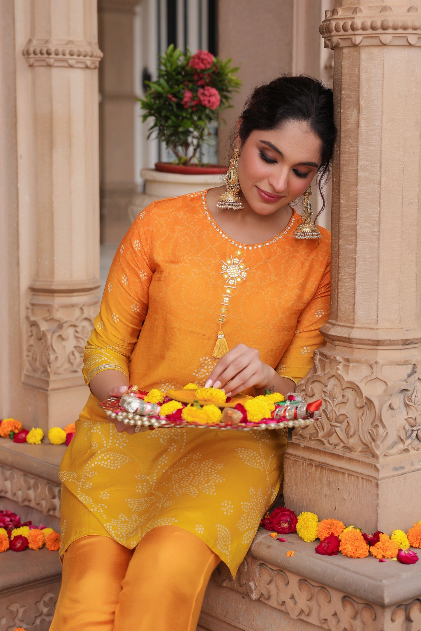 Printed Round Neck Tunic With Trouser