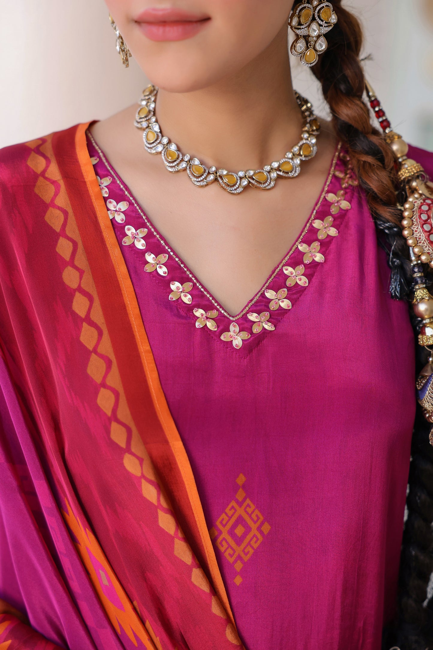 Women Ethnic Motifs Printed Sequinned Regular Kurta Set With Dupatta