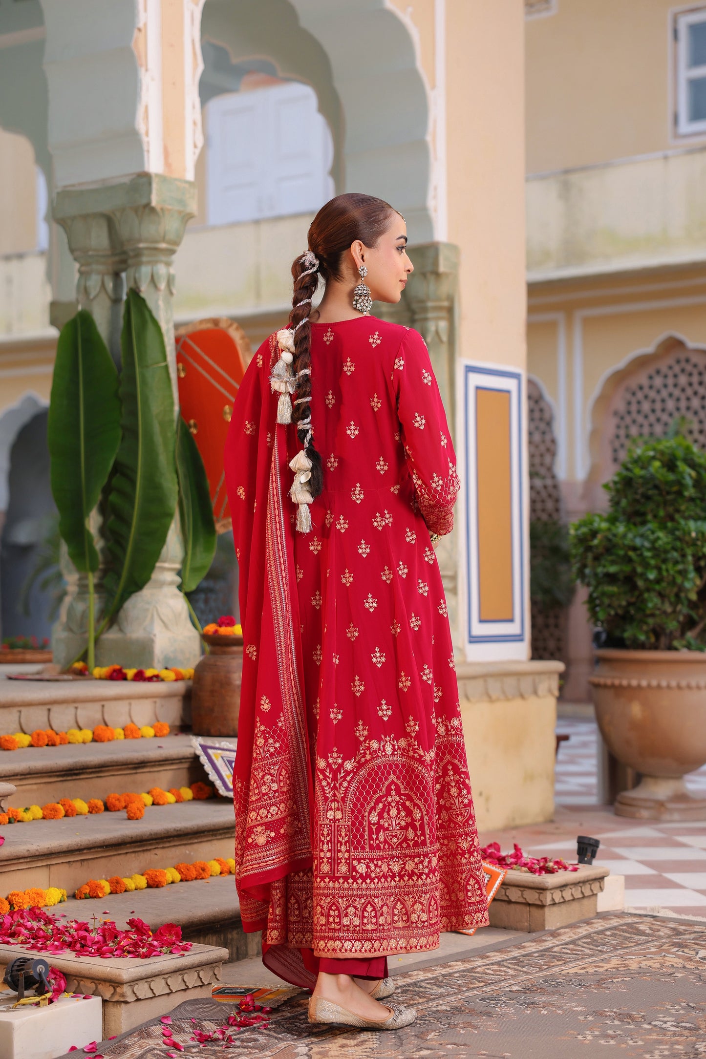 Women Ethnic Motifs Printed Beads and Stones Kurta with Trouser & Dupatta