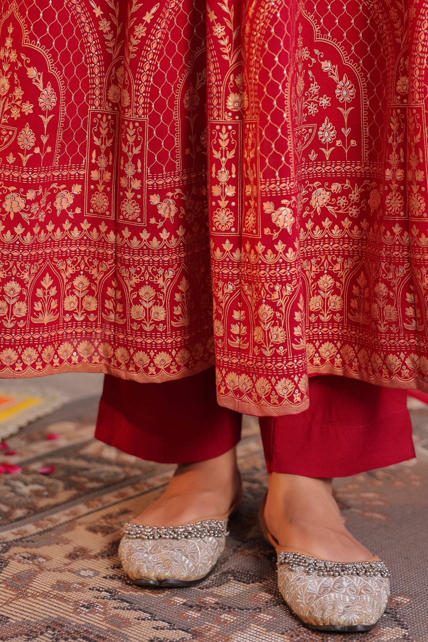 Women Ethnic Motifs Printed Beads and Stones Kurta with Trouser & Dupatta