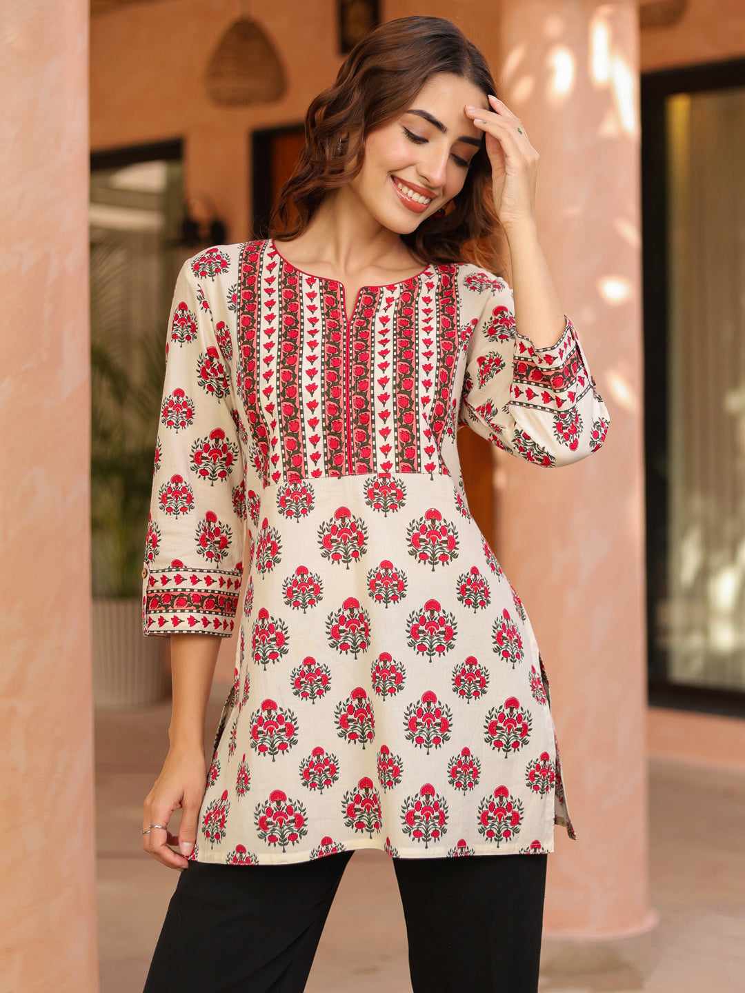 Ethnic Motifs Printed Pure Cotton Kurti